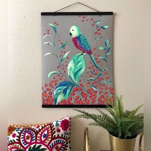 Large Original Oil Pastel Painting on Paper Parrot Cheetah Print